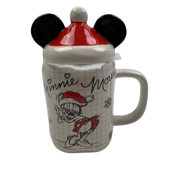 Disney Minnie Mouse Christmas/Holiday Sketchbook Mug with Santa Hat Topper - Picture 1 of 6